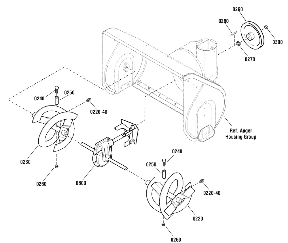 Auger Drive Group Diagram and Parts List for 1695952 2010 Briggs and Stratton Snow Blower